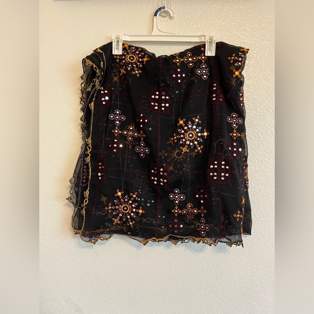 Black embroidered dupatta